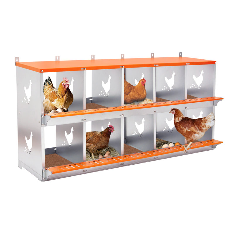 10 boîtes de nidification en acier galvanisé à 10 baies pour poulets - poulailler en métal avec coussinets en fibre de coco et collection Easy Egg