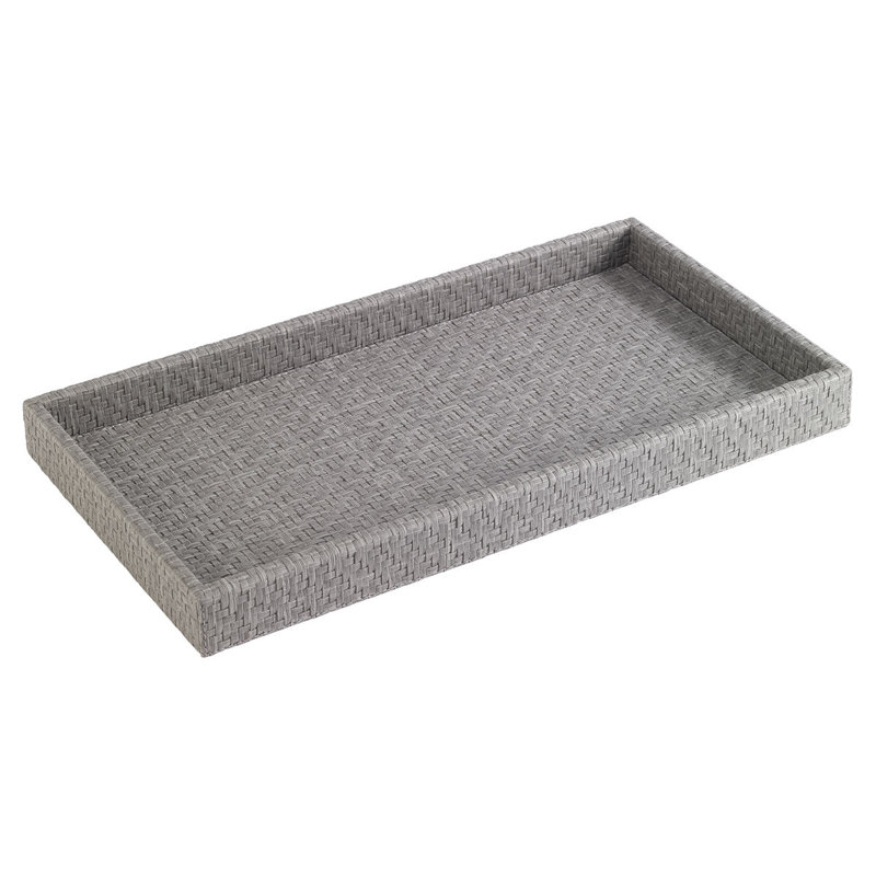 Wicker Vanity Tray, Gray