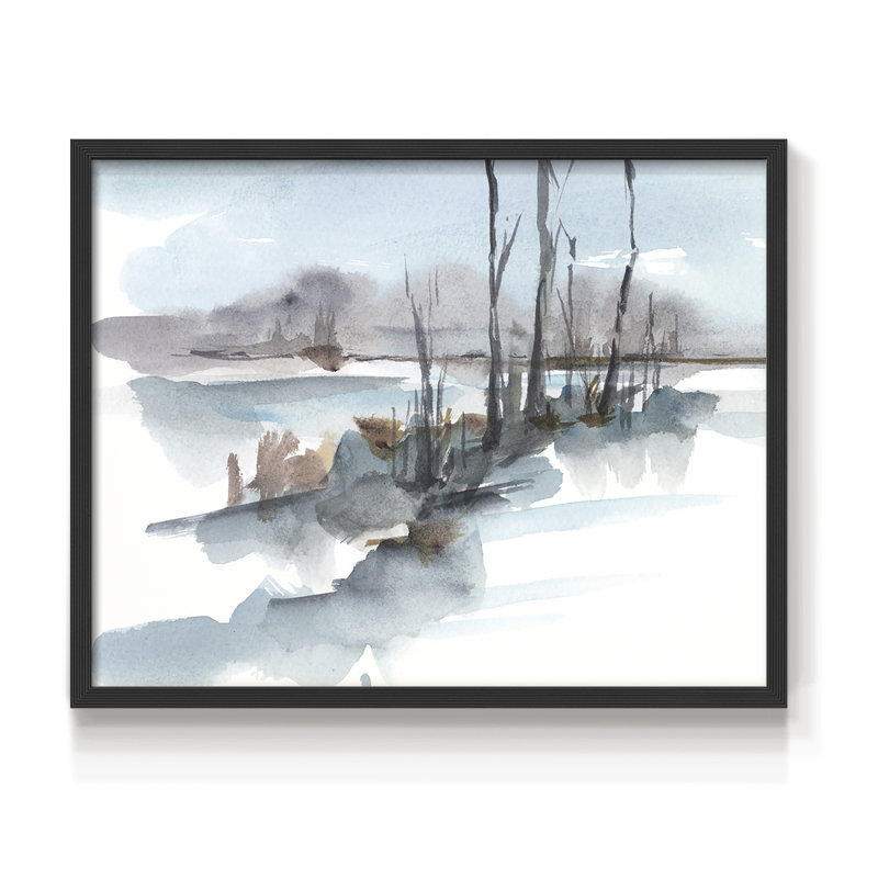 «Winter Stream Watercolor I», reproduction encadrée, Noir, noir, noir, noir, H 16 po x l 20 po