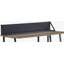 Retro oak and black 2-tier desk with an H-shaped base