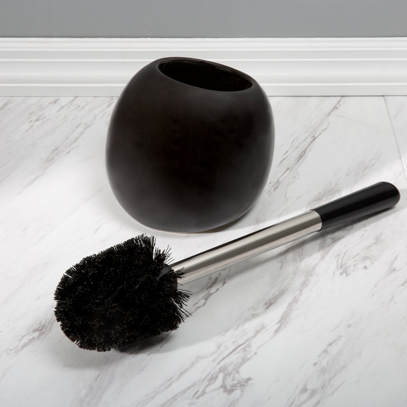 Paquet de 2 brosses de toilette en céramique pour salle de bain et support Bath Bliss, Noir