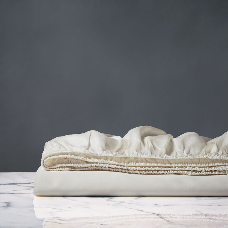 Nuvola Luxe Sateen Fitted Sheet, Ivory, Queen Fitted Sheet