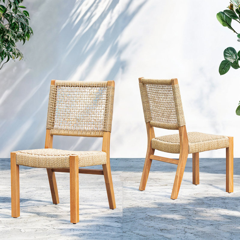 Chaise de salle à manger d'extérieur empilable en teck Vallejo