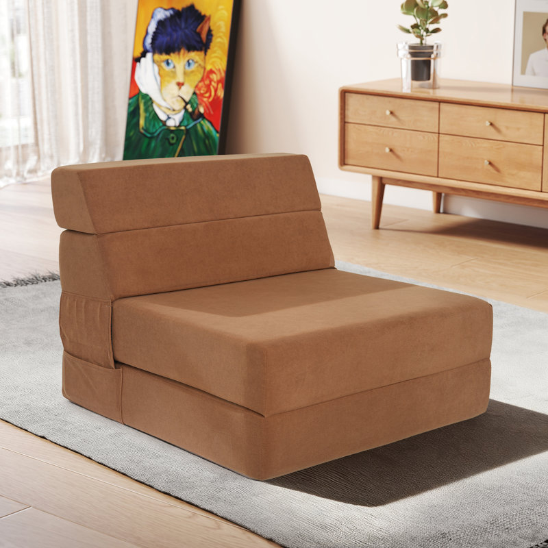 Boneless Folding Sofa Bed Convertible Sleeper Chair Floor Couch with High Density Support Foam Single Size for Living Room Dorm Guest Use Home Office Apartment