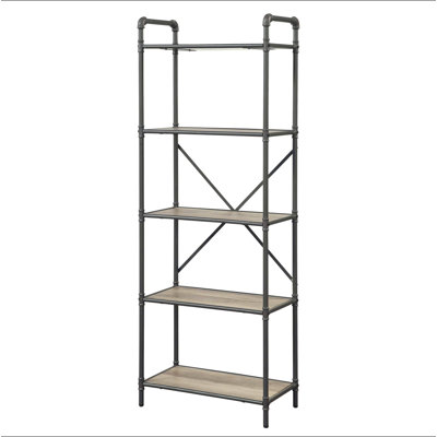Antique Oak And Sandy Grey 5-Tier Bookcase