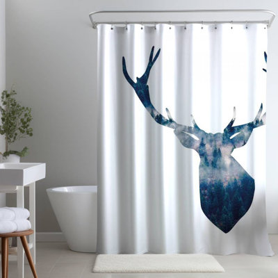 Shower Curtain AN468 – Polyester Shower Curtain, Dye Sublimation Print, 71" W × 74" L