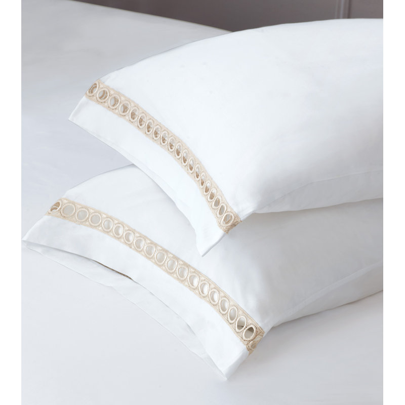Celine Sheet Set, King Sheet Set + 2 Pillowcases, White/Champagne
