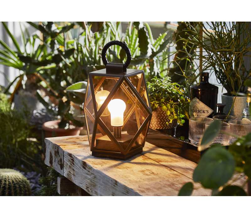 Muse Battery Outdoor Lantern Table Lamp, 15.7"H x 15.7"W x 15.7" D