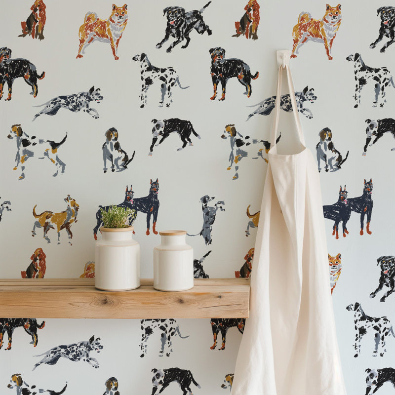 Dog Days - Wallpaper, Pale Blue, Peel & Stick, Self-Adhesive