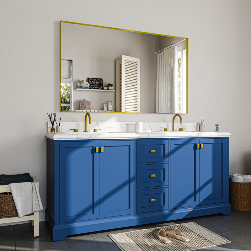Miroir de salle de bain mural, Doré, 60 po x 36 po