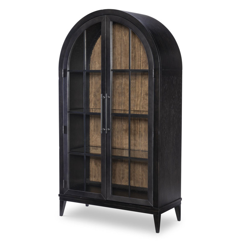 Artisan's Place Display Cabinet with Seeded Glass Doors and Lighting (3 Glass Shelves, 1 Wood Shelf)