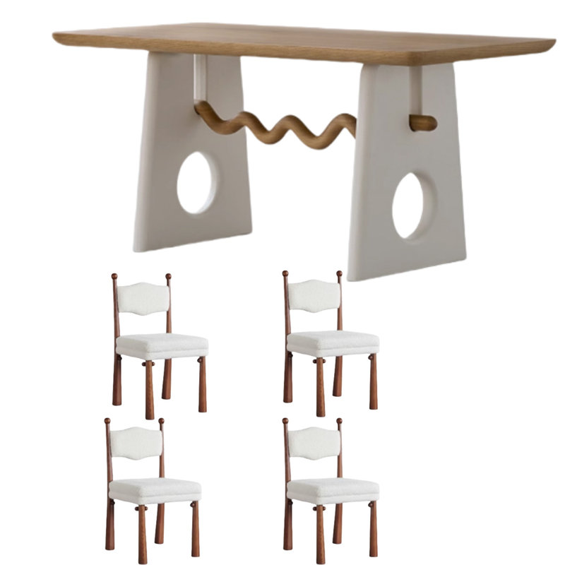Table de salle à manger en chêne crème 2025 | Moderne compact, H 29,5 po x L 78,7 po x l 35,4 po