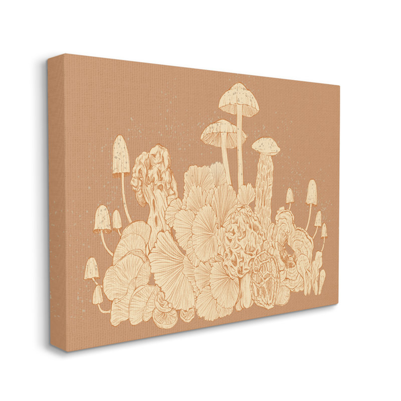 "Au-784", toile, champignon beige neutre sur toile par Ziwei Li, impression, H 16 po x l 20 po x P 1,5 po