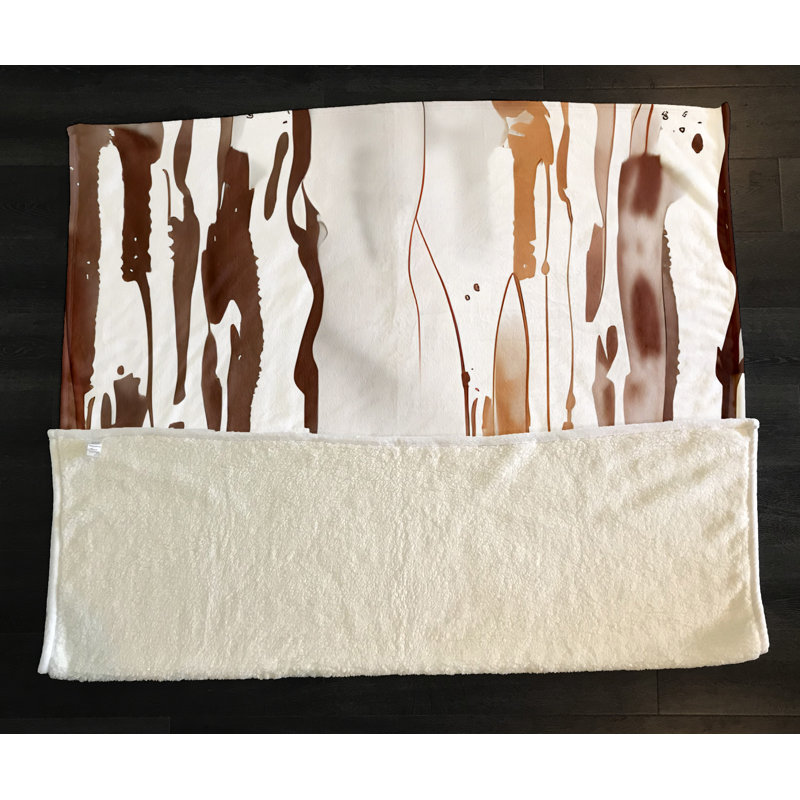 Throw Blanket, 68" W x 80" L, Brown/Orange/White, Striped/Abstract