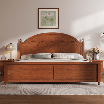 Queen Wooden Bed Frame with Elegant Arched Headboard