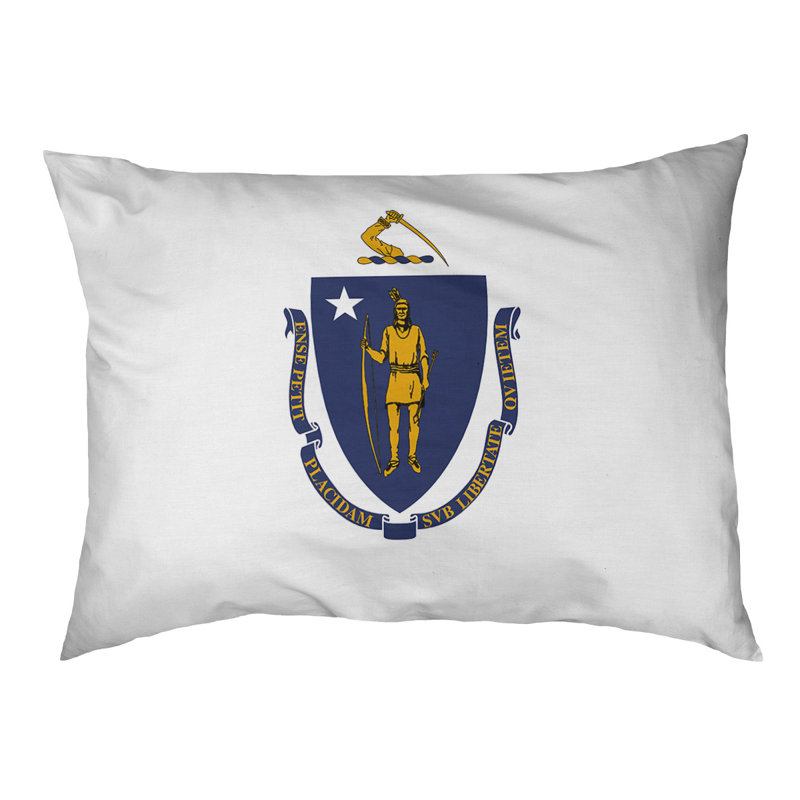 Coussin stylisé pavillon du massachusetts Burien, L 32,5 po x l 42,5 po, Noir