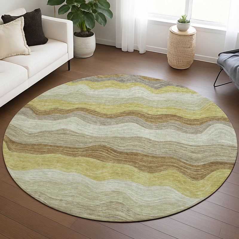 Tapis intérieur / extérieur lavable à la machine Lanphear ACN2397, Rond 8 pi