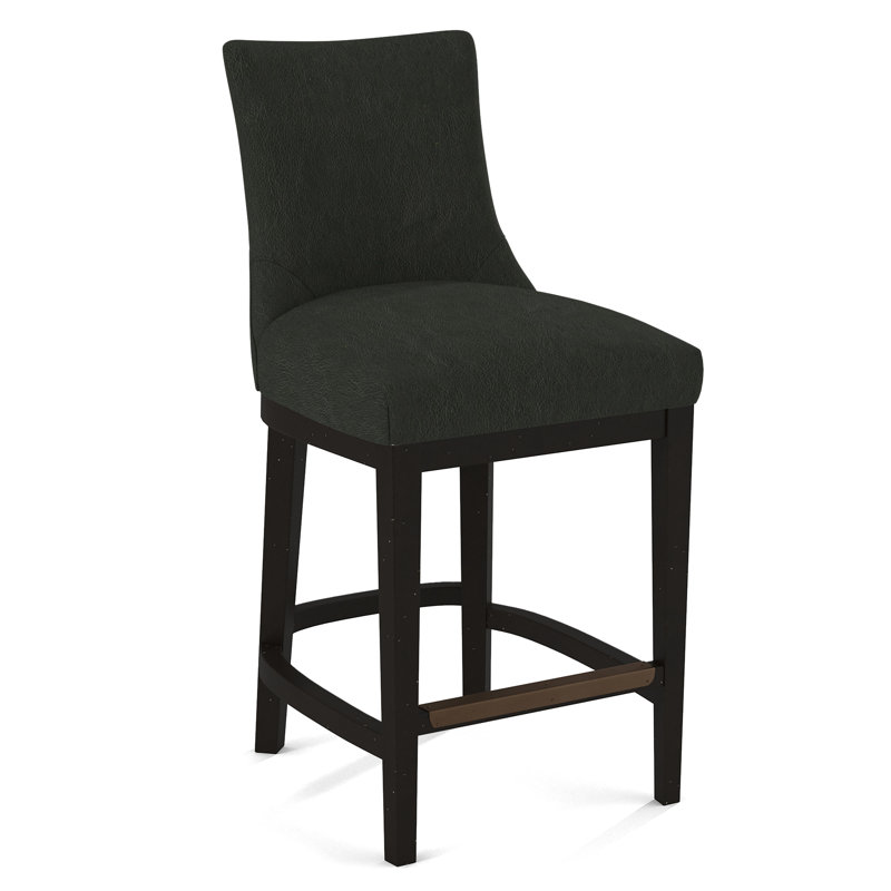 Upholstered Stool, Salvador Asphalt, Pecan