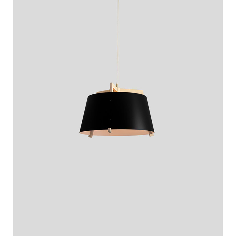 Ignis Pendant, 11.5" H x 17" W, White Washed Oak/Matte Black, 2700K LED w/ Diffuser - Rigid