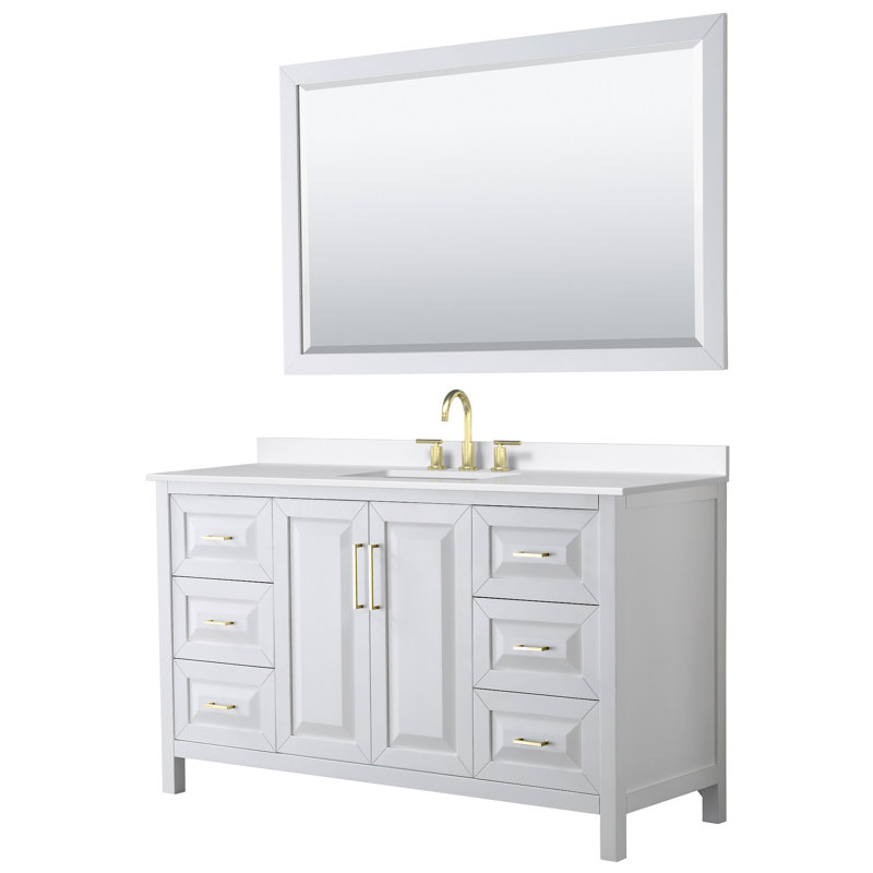 Daria 60'' W Single Vanity, Matte Black, Gray, White Quartz