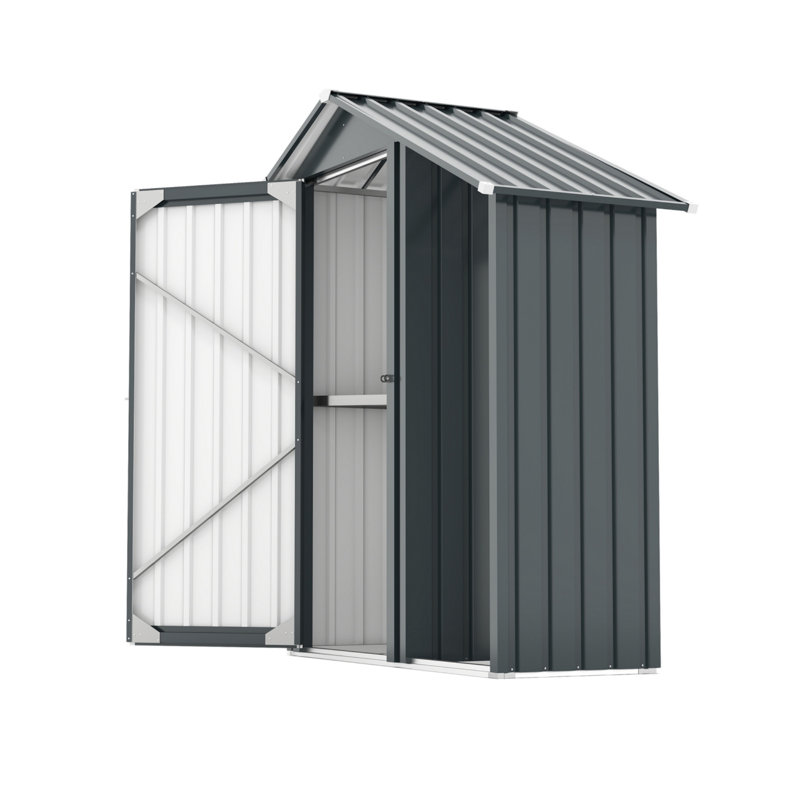 High Quality Galvanized Iron Sheet, Waterproof Design, Equipped With A Sturdy Locking System, Small Metal Compact Garden Shed, Dark Gray