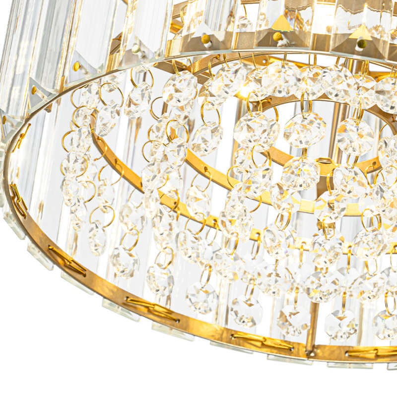 Glam Single Light Round Crystal Semi Flush Mount Ceiling Light