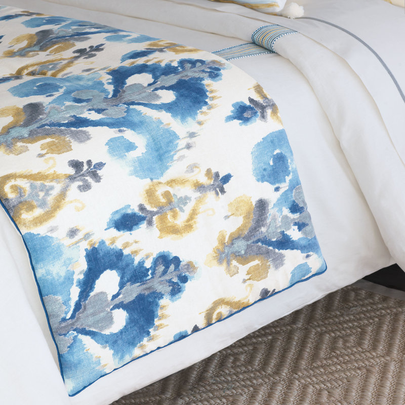 Aoki Ikat Linen Bed Runner, Queen