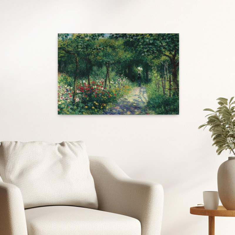 Femmes dans un jardin, 1873, impression d'art classique classique printanier coloré, H 16 po x l 24 po