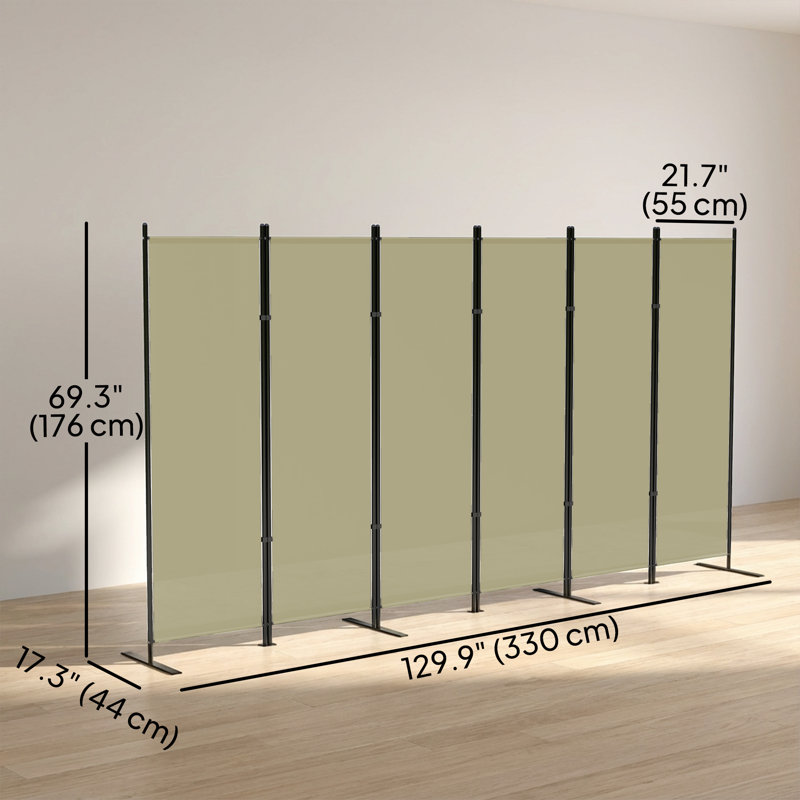 Paravent 6 panneaux, paravent pliable, beige