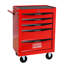 5 tiroirs, coffre à outils, rouge et noir, glissières de tiroir à roulement, rendement élevé, organisateur, roues universelles, système de verrouillage à clé avec chariot de rangement rouge et noir de 20 po, glissière pour utilisation intensive,