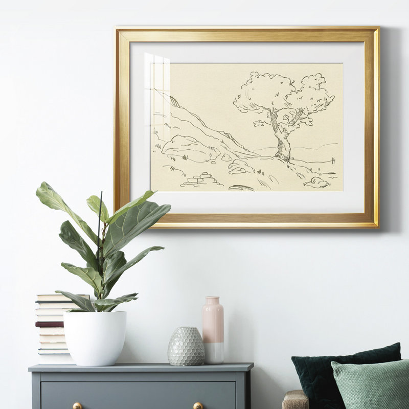 Chêne Christchurch I, H 30,5 po x l 42,5 po x P 1 po, Papier avec cadre doré, Blanc