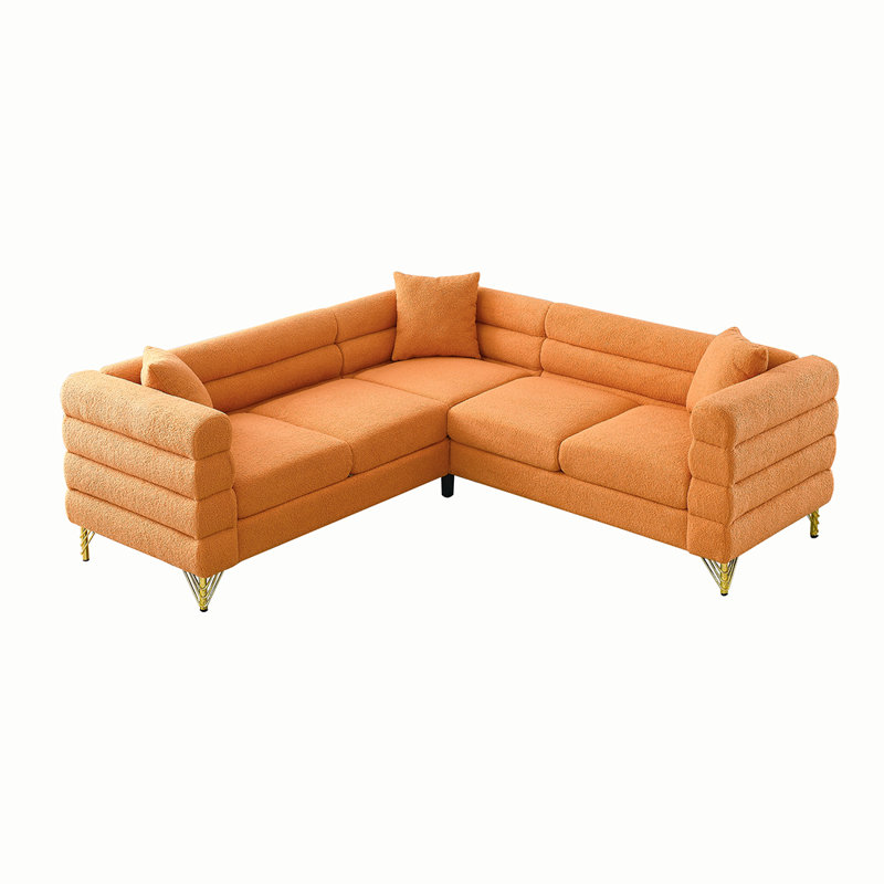 Canapé modulaire en L à 5 places avec coussins 81,5 po Cioffred, Doublure orange en peluche
