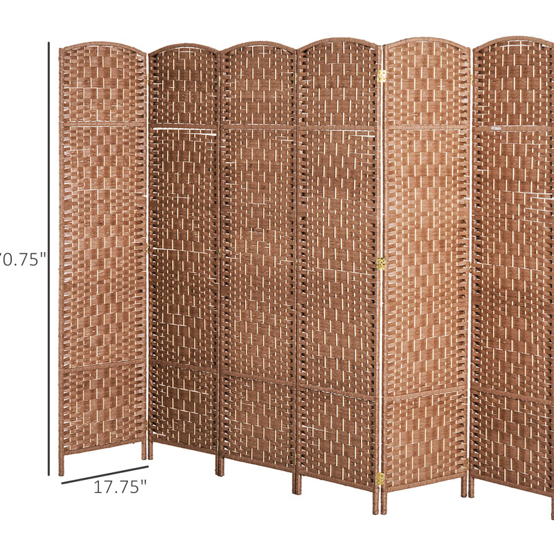 Paravent naturel à tissage haut de 6 pi, paravent élégant 6 pièces, paravent compact et orientable, pratique et pliable