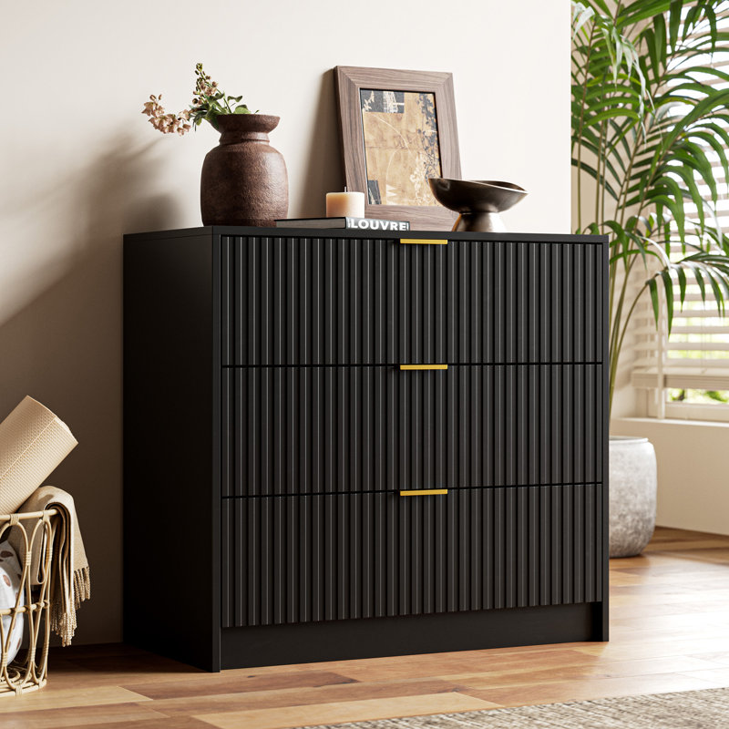 3 - Drawer Dresser, 31.5" W, Black