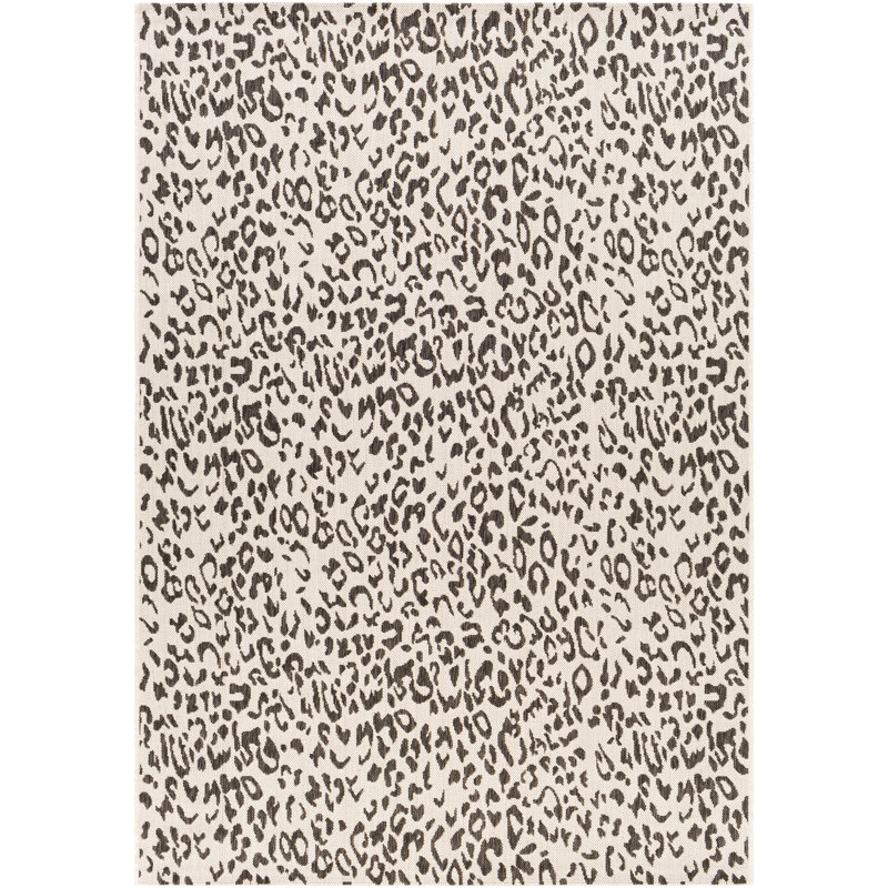 Tapis intérieur / extérieur noir / beige Gainell, Rectangle 2 pi x 2 pi 11 po