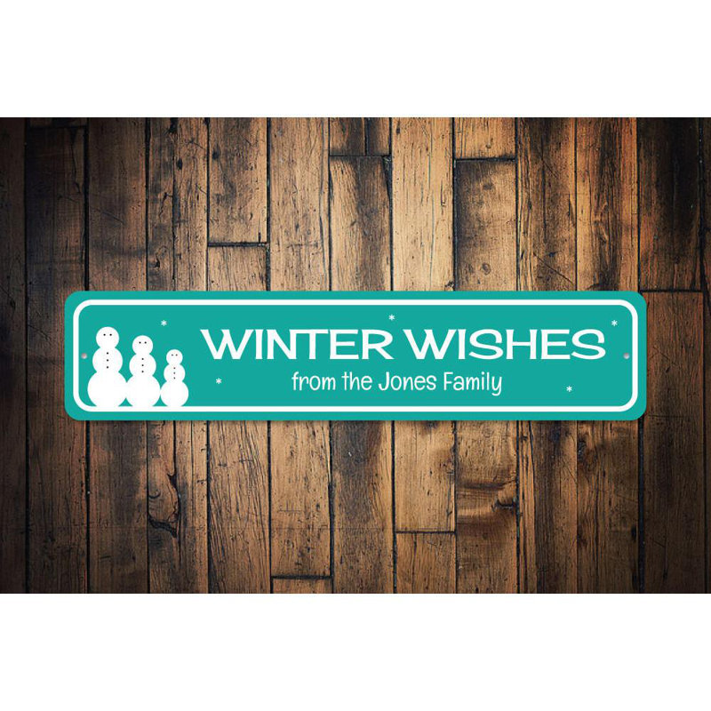 Plaque d'hiver «Winter Wishes», H 4 po x l 18 po x P 0,04 po