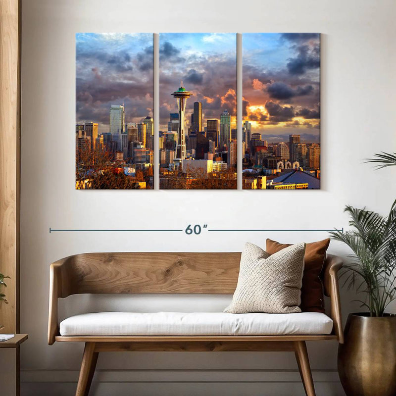 Nicci Seattle, ciel coucher de soleil, H 32 po x l 50 po