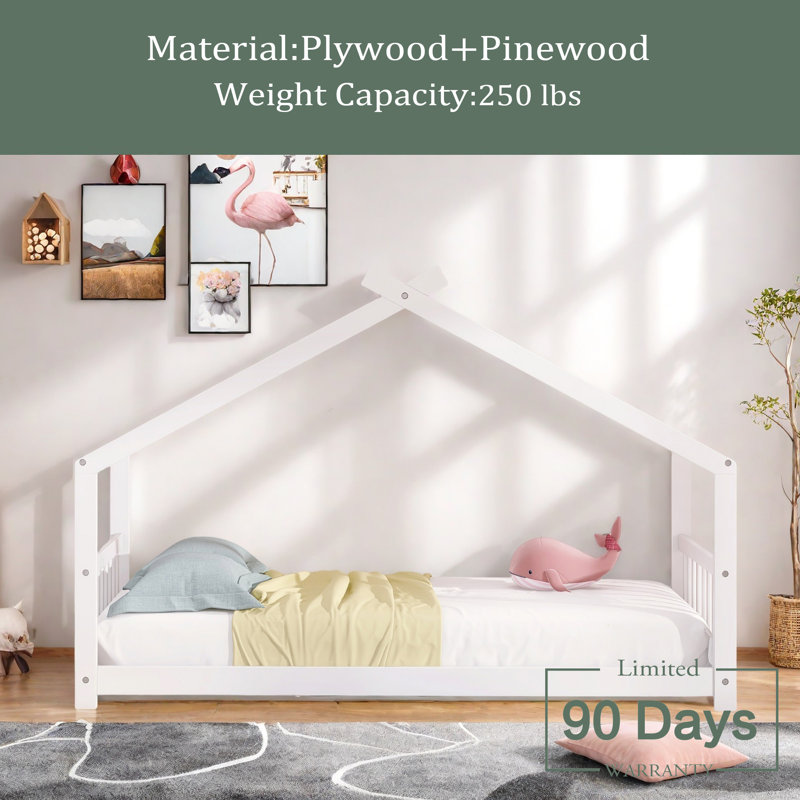 Lit simple en bois, Blanc