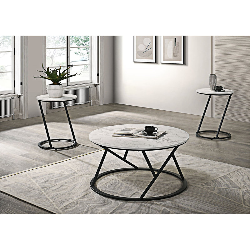 Ensemble de table contemporain 3 pièces, Blanc