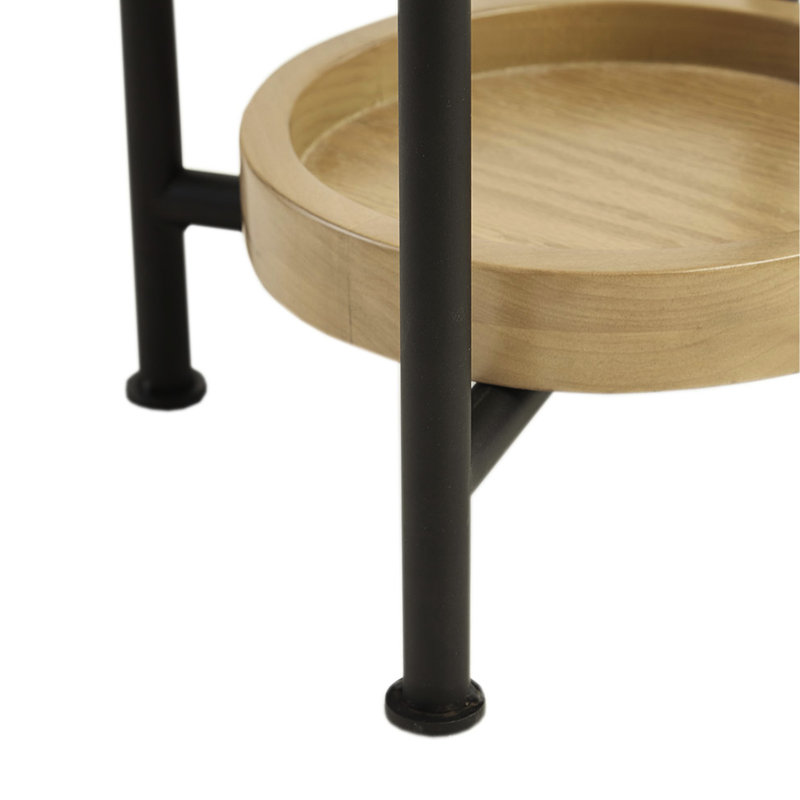 Table de bout ovale moderne, plateau blanc et tablette de rangement naturelle, construction en métal stable et look élégant, base pour la décoration intérieure
