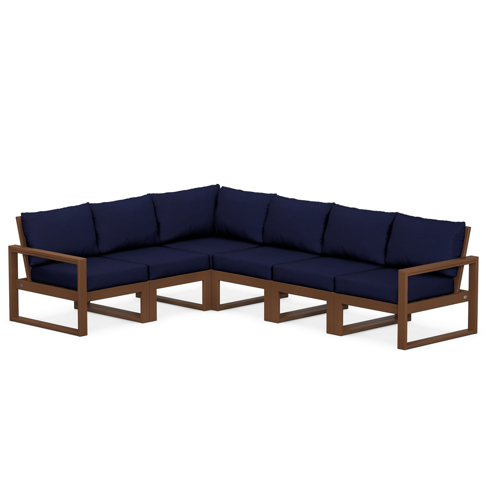 POLYWOOD® Edge 111" Patio Sectional, Navy, Teak