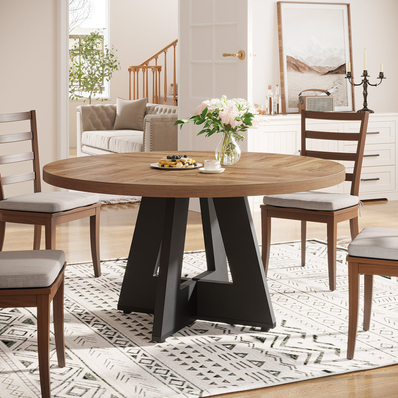 Round Dining Table, Natural/Black