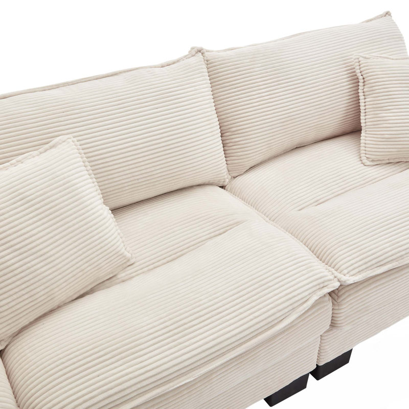 Canapé-lit en velours Corduroy, Beige