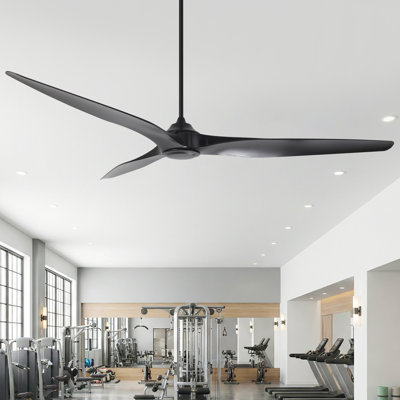 Ventilateur de plafond 100 po noir industriel avec télécommande CVLS, moteur CC réversible à 6 vitesses, très grand ventilateur de plafond sans lumières
