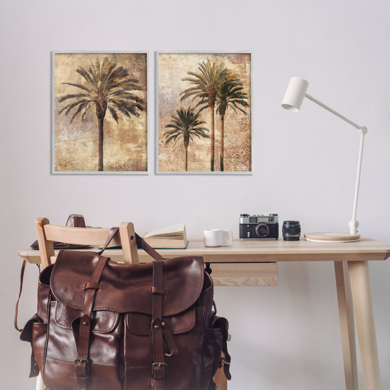  «Arching Palm Leaves», ensemble de 2 estampes numériques par John Seba, Estampe numérique Farmhouse, H 20 po x l 16 po