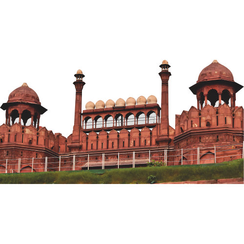 H13664 Lal Quila Delhi Fort Rouge Inde carton découpé debout
