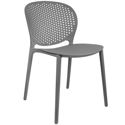 Contemporary Transitional Plastic Perforated Back Dining Chair, Stackable Indoor Outdoor Patio Side Chair, Weather-Resistant Seating for Kitchen, Restaurant, Balcony, Porch, Yard, Gray