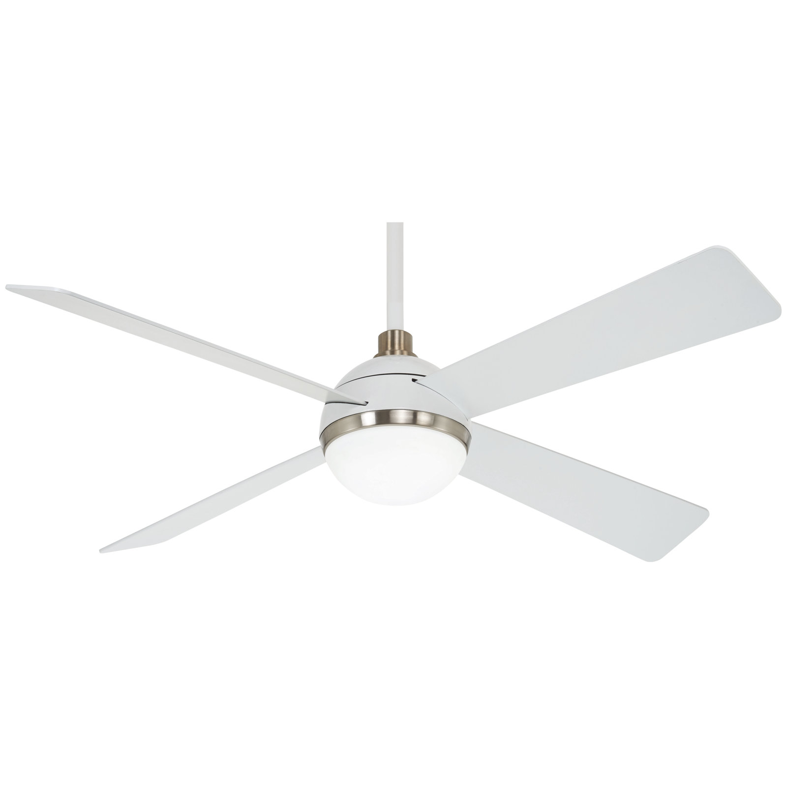 54" Ceiling Fan with LED Light Kit, Brushed Nickel with Flat White Blades