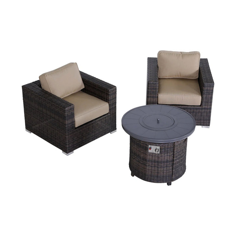 Ensemble de conversation 3 pièces toutes saisons avec coussins de qualité supérieure - Assemblage requis, Beige