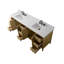 Ensemble de meuble-lavabo autoportant à double cuve 84 po avec plateau en marbre Lavallon-126316240-126316245